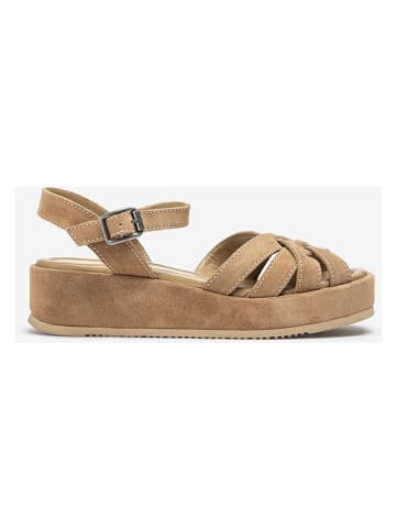 Unisa Leren sleehaksandalen beige