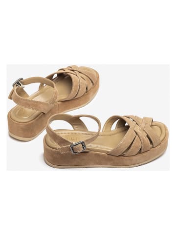 Unisa Leren sleehaksandalen beige