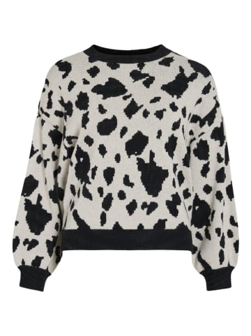 Vila Pullover "Tip" in Grau/ Schwarz
