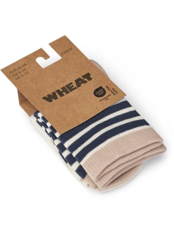 Wheat 2er-Set: Socken in Creme/ Dunkelblau