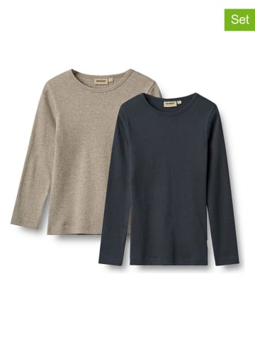 Wheat 2er-Set: Longsleeves "Stig" in Hellbraun/ Dunkelblau