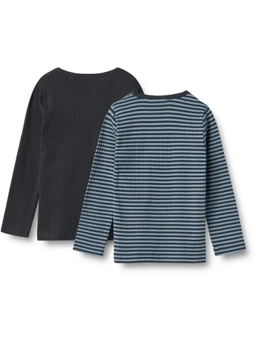 Wheat 2er-Set: Longsleeves "Stig" in Dunkelblau/ Blau