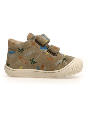 Naturino Skórzane buty "Cocoon" w kolorze khaki do nauki chodzenia
