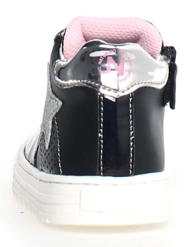 Naturino Leren sneakers "Hess" zwart/lichtroze/zilverkleurig