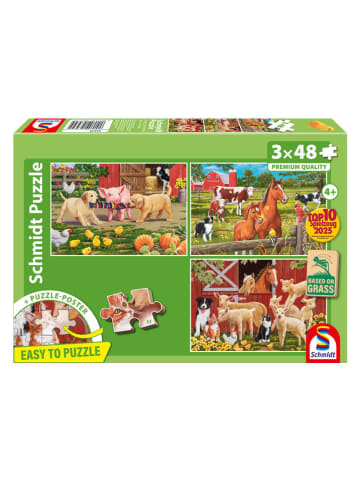 Schmidt Spiele 3x 48tlg. Puzzle "Tiere auf dem Bauernhof" - ab 4 Jahren