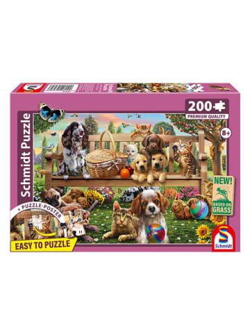 Schmidt Spiele 200tlg. Puzzle "Gartenpicknick für Hund und Katze" - ab 8 Jahren