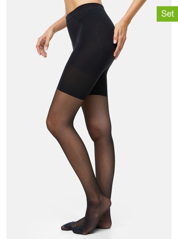 Nur Die 2er-Set: Strumpfhose "Bauch Beine Po" in Schwarz - 20 DEN