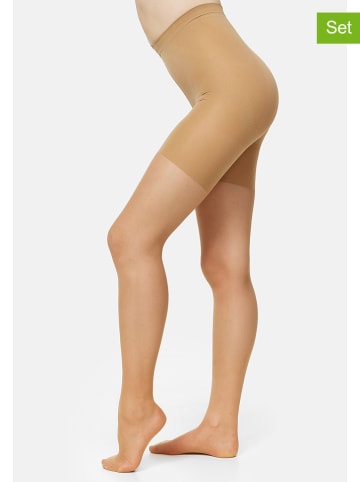 Nur Die 2er-Set: Strumpfhose "Bauch Beine Po" in Beige - 20 DEN