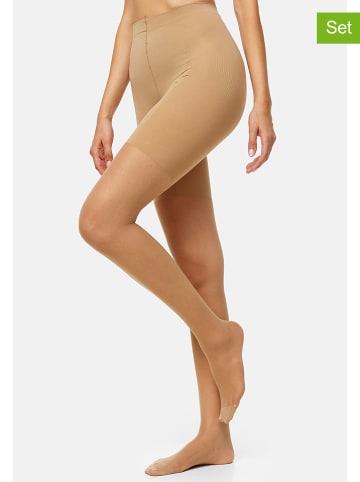 Nur Die 2er-Set: Strumpfhose "Bauch Beine Po" in Beige - 20 DEN