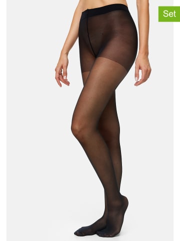 Nur Die Rajstopy (2 pary) "Fit in shape" w kolorze czarnym - 40 DEN