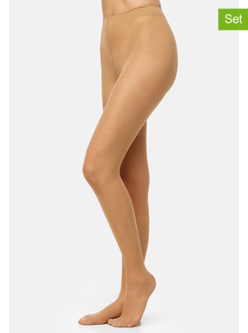Nur Die 2er-Set: Strumpfhose "Fit in Form" in Beige - 40 DEN