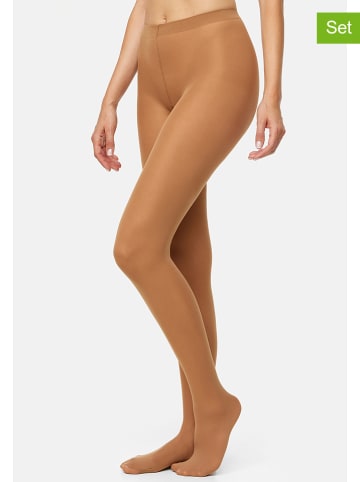 Nur Die 2er-Set: Strumpfhose "Blickdicht" in Beige - 40 DEN