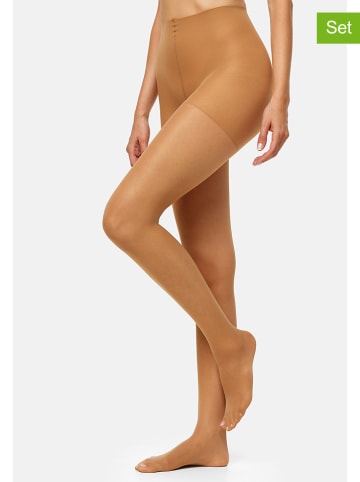 Nur Die 3er-Set: Strumpfhose "Seidenfein" in Beige - 15 DEN