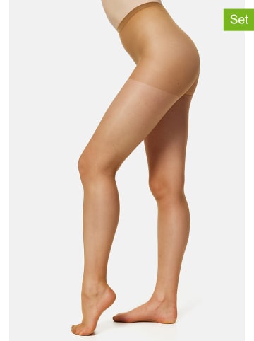 Nur Die 3er-Set: Strumpfhose "Seidenfein" in Beige - 15 DEN