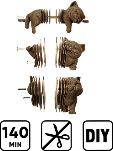 Cartonic Puzzle 3D "Kittens Trio" w kolorze jasnobrązowym