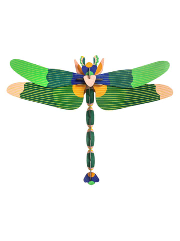 Studio ROOF Dekoracja ścienna 3D "Dragonfly" w kolorze zielonym - 36 x 47 x 8 cm