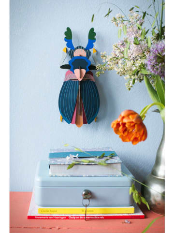 Studio ROOF 3D-Wanddekoration ''Japanese Beetle'' in Blau - (B)12 x (H)31 x (T)7 cm