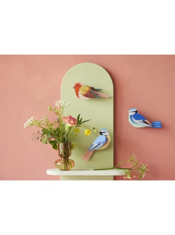 Studio ROOF 3D-Wanddekoration ''Robins'' in Bunt - (B)14,5 x (H)7 x (T)4 cm