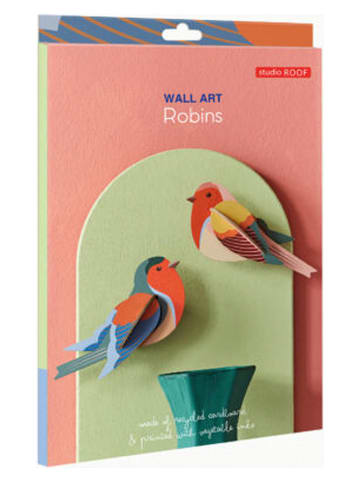 Studio ROOF 3D-Wanddekoration ''Robins'' in Bunt - (B)14,5 x (H)7 x (T)4 cm