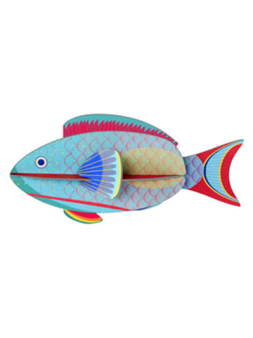 Studio ROOF Dekoracja ścienna 3D "Parrotfish" w kolorze błękitnym - 15,5 x 7 x 6 cm