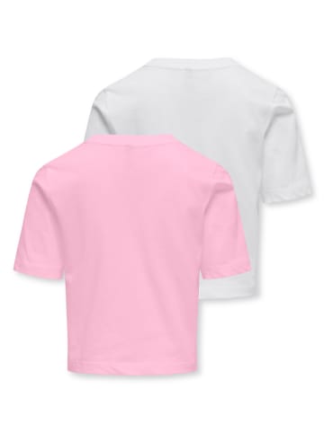 KIDS ONLY 2-delige set: shirts "Rex" wit/lichtroze