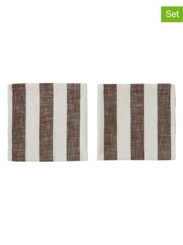 OYOY 2-delige set: servetten lichtbruin/crème - (L)45 x (B)45 cm