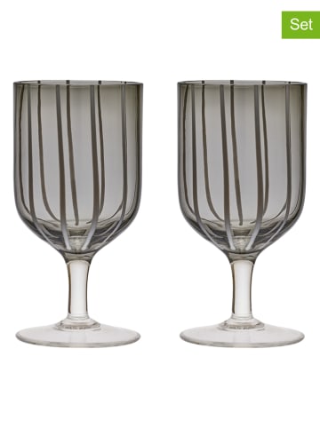 OYOY living design 2er-Set: Weinglas "Mizu" in Grau - 350 ml