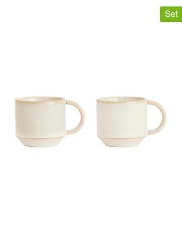 OYOY living design 2er-Set: Espressotassen "Yuka" in Beige - (B)8 x (H)7,5 x (L)11 cm