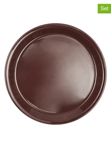 OYOY 2-delige set: dessertborden "Yuka" bruin - Ø 22 cm