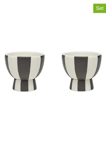 OYOY living design Kieliszki (2 szt.) w kolorze kremowo-antracytowym na jajka - wys. 5 x Ø 4,5 cm