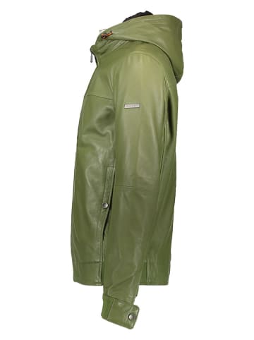 Bugatti Skórzana kurtka w kolorze zielonym