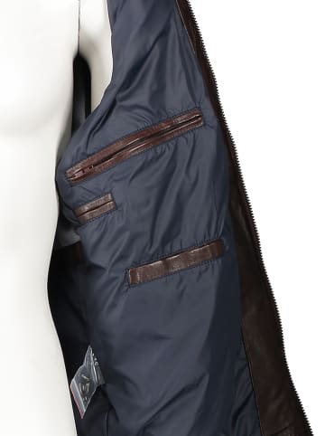 Bugatti Skórzana kurtka w kolorze ciemnobrązowym