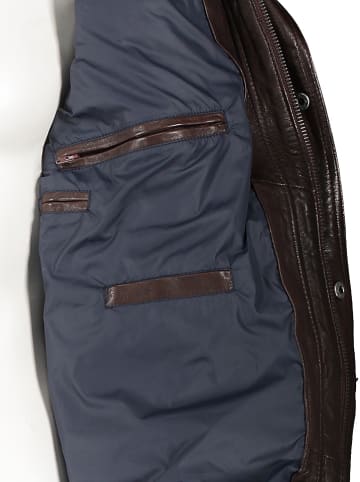 Bugatti Skórzana kurtka w kolorze ciemnobrązowym