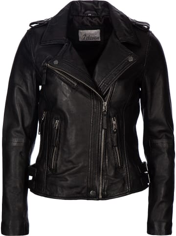 7eleven Skórzana kurtka "Sibi" w kolorze czarnym