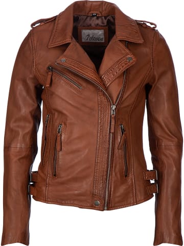 7eleven Skórzana kurtka "Sibi" w kolorze brązowym