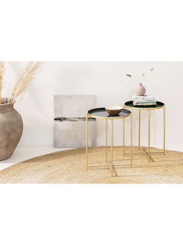 Lifa Living Beistelltisch "Ella" in Gold/ Grau - (H)47,5 x Ø 38 cm