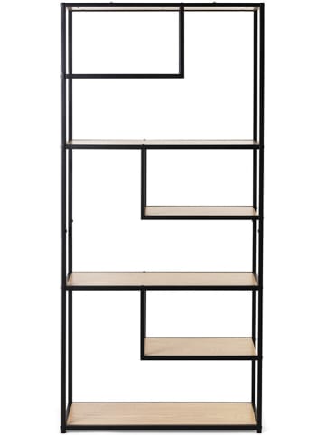 Lifa Living Regał "Saint Tropez" w kolorze jasnobrązowo-czarnym - 82 x 175 x 34 cm