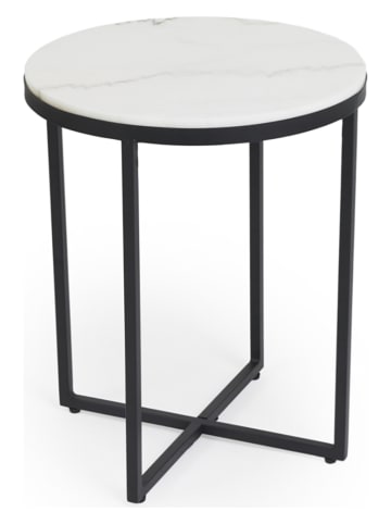 Lifa Living Stolik "Julien" w kolorze czarno-białym - wys. 50 x Ø 40 cm