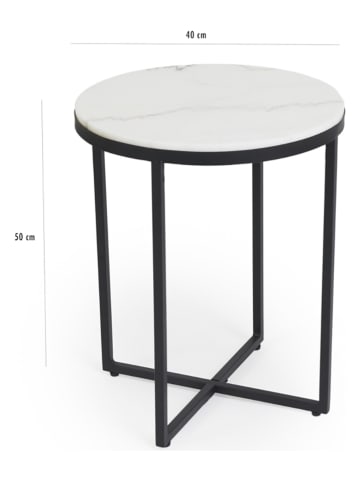 Lifa Living Stolik "Julien" w kolorze czarno-białym - wys. 50 x Ø 40 cm