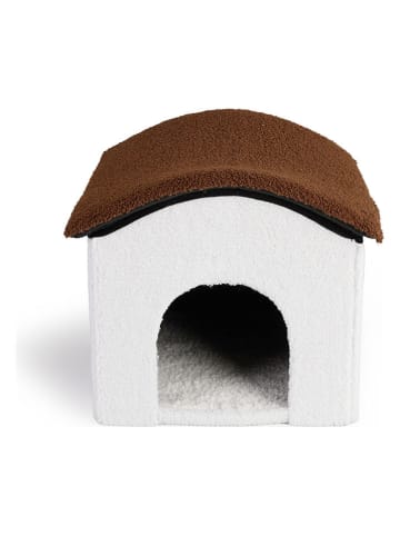 Lifa Living Domek w kolorze biało-brązowym dla zwierząt - 38 x 36 x 39 cm