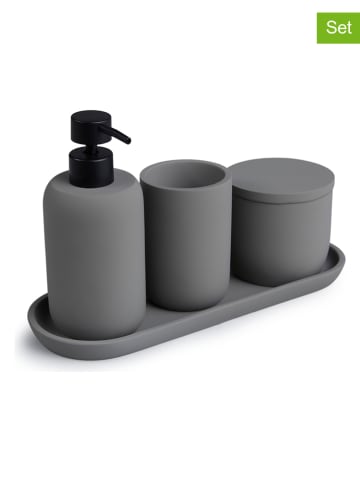 Lifa Living 4tlg. Badaccessoires-Set "Luxe" in Grau