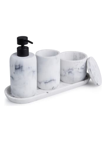 Lifa Living 4-częściowy zestaw "Luxe" w kolorze biało-szarym