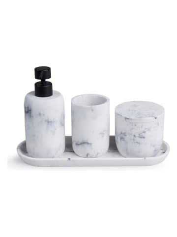 Lifa Living 4-delige badkameraccessoiresset "Luxe" grijs/wit