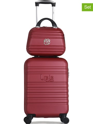 Les P´tites Bombes 2-delige set: hardcase-trolley en beautycase "Aurelia-A" bordeaux