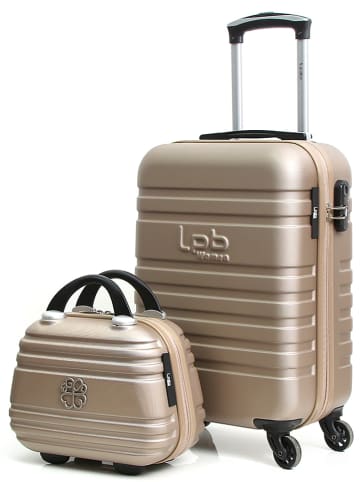 Les P´tites Bombes 2-delige set: hardcase-trolley en beautycase "Aurelia" beige