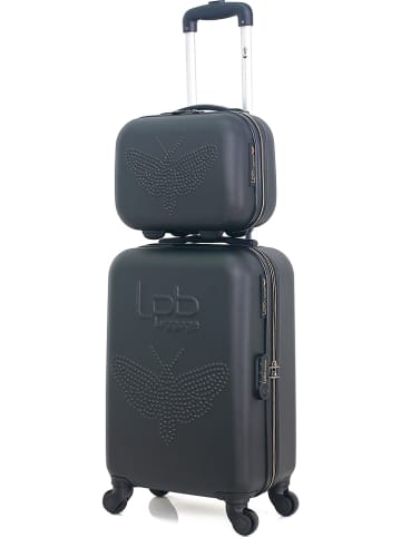 Les P´tites Bombes 2tlg. Set: Hardcase-Trolley und Beautycase "Francette-H" in Schwarz