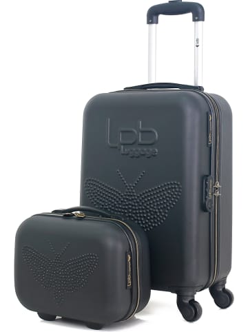 Les P´tites Bombes 2-delige set: hardcase-trolley en beautycase "Francette-H" zwart