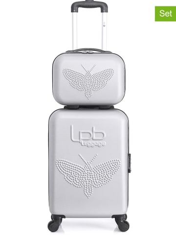 Les P´tites Bombes 2tlg. Set: Hardcase-Trolley und Beautycase "Francette-H" in Silber