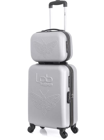 Les P´tites Bombes 2-delige set: hardcase-trolley en beautycase "Francette-H" zilverkleurig