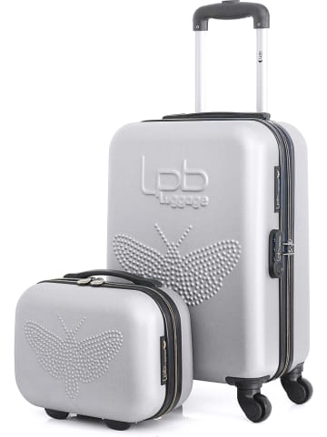 Les P´tites Bombes 2-delige set: hardcase-trolley en beautycase "Francette-H" zilverkleurig